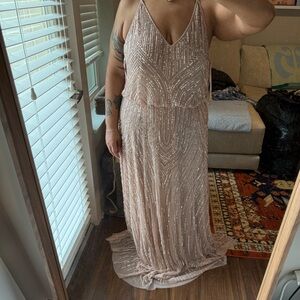 BHLDN Dusty Rose/Pink Sequin Maxi Gown